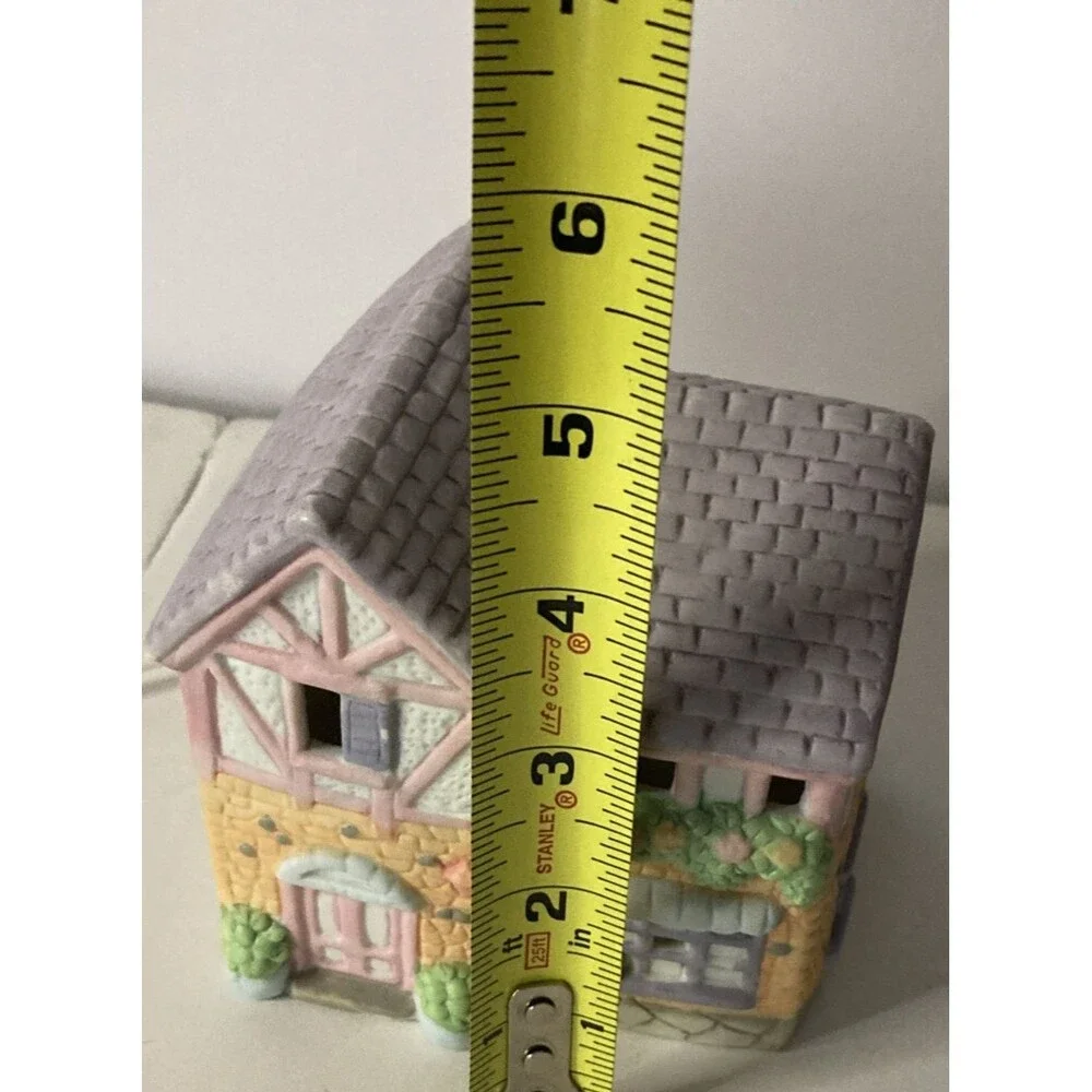 Lighthouse Cobblestone Home Village House 4” x 5” Vintage Light-Up Decor Shelf